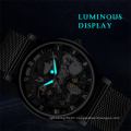 Fashion WINNER 285 Black Golden Mechanical Clock Mesh Belt Waterproof Luminous Hands Wrist Watches Top Brand Luxury Clock